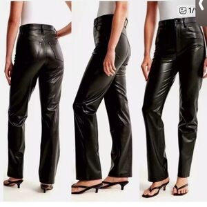 Abercrombie & Fitch 90s straight Black High-Rise Vegan Leather Pants. Like new
